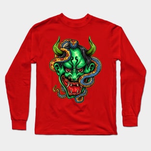 Japanese Demon with Snake Long Sleeve T-Shirt